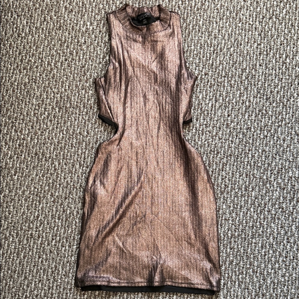 Topshop Metallic Copper Mini Dress